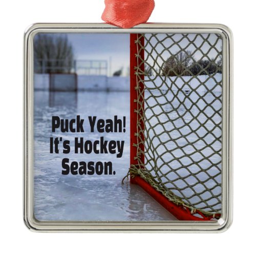 Hockey Season Ice Cold Funny Humor Puck Metal Ornament