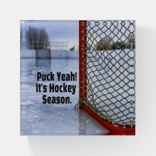 Hockey Season Ice Cold Funny Humor Puck Paperweight