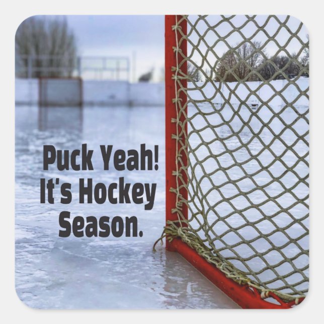Hockey Season Ice Cold Funny Humor Puck Square Sticker (Front)