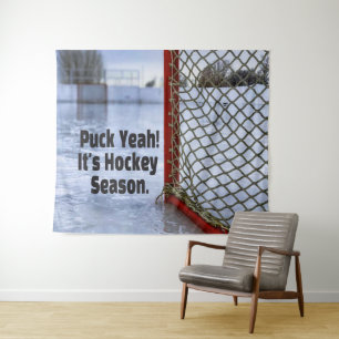 Hockey Season Ice Cold Funny Humor Puck Tapestry