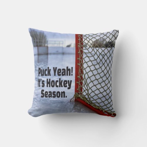 Hockey Season Ice Cold Funny Humor Puck Throw Pillow