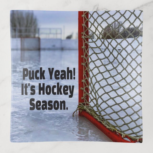 Hockey Season Ice Cold Funny Humor Puck Trinket Tray (Front)