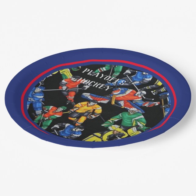 Hockey Season Ice Hockey Paper Plates (Angled)