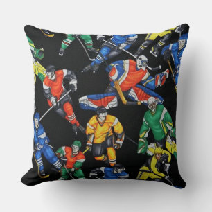 Hockey Season Ice Hockey Pattern Pillow