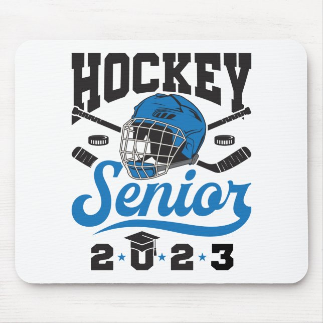 Hockey Senior 2023 Graduation Blue White Mouse Pad (Front)
