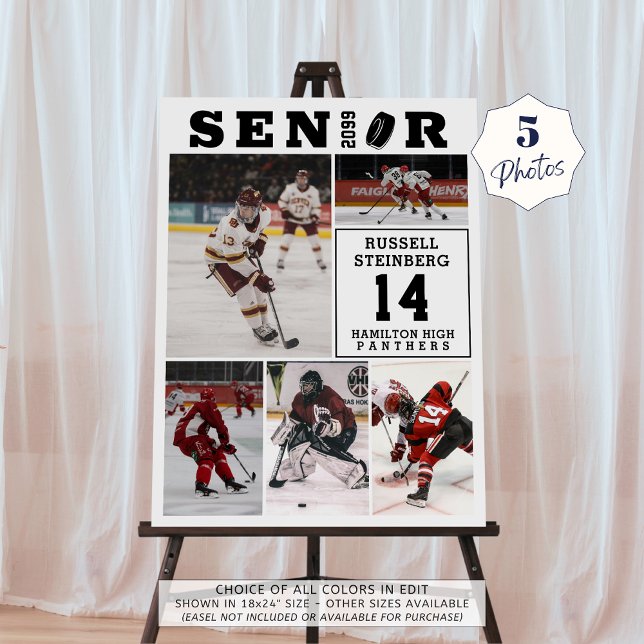 Hockey Senior Night 5 Photo Collage Foam Board (Creator Uploaded)