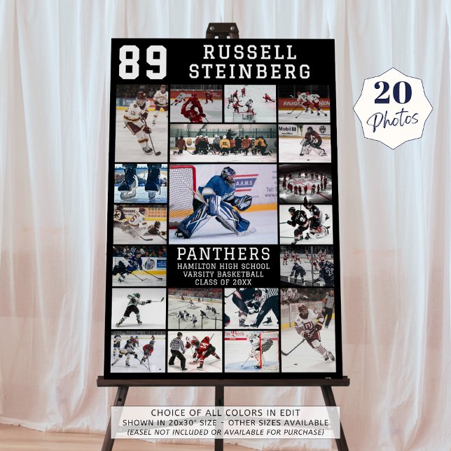 Hockey Senior Night Graduation 20 Photo Collage Foam Board (Creator Uploaded)