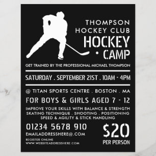 Hockey Silhouette, Hockey Camp Advertising Flyer