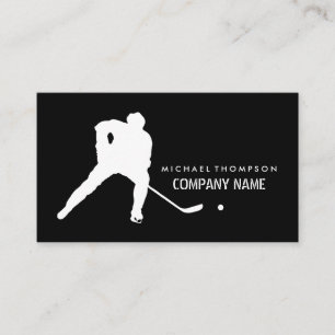 Hockey Silhouette, Hockey Player, Hockey Coach Business Card