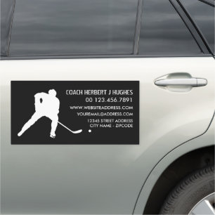 Hockey Silhouette, Hockey Player, Hockey Coach Car Magnet
