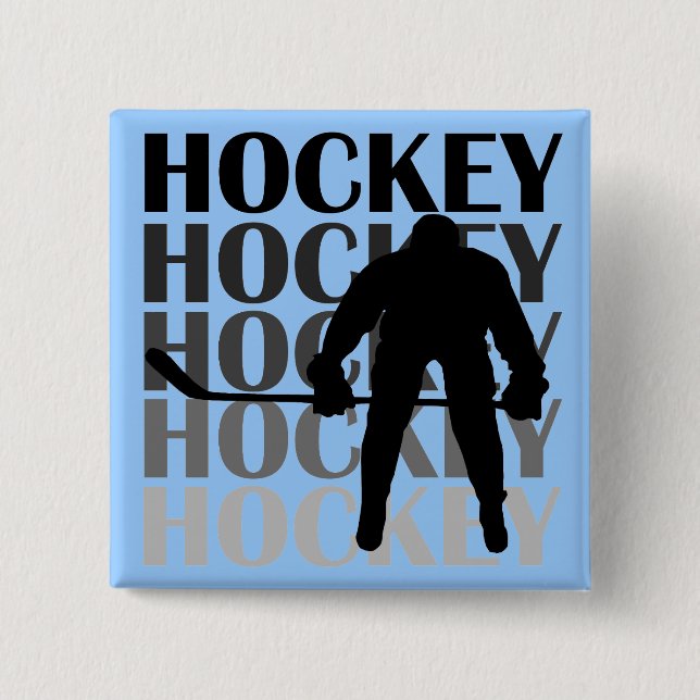 Hockey Silhouette T-shirts and Gifts Button (Front)