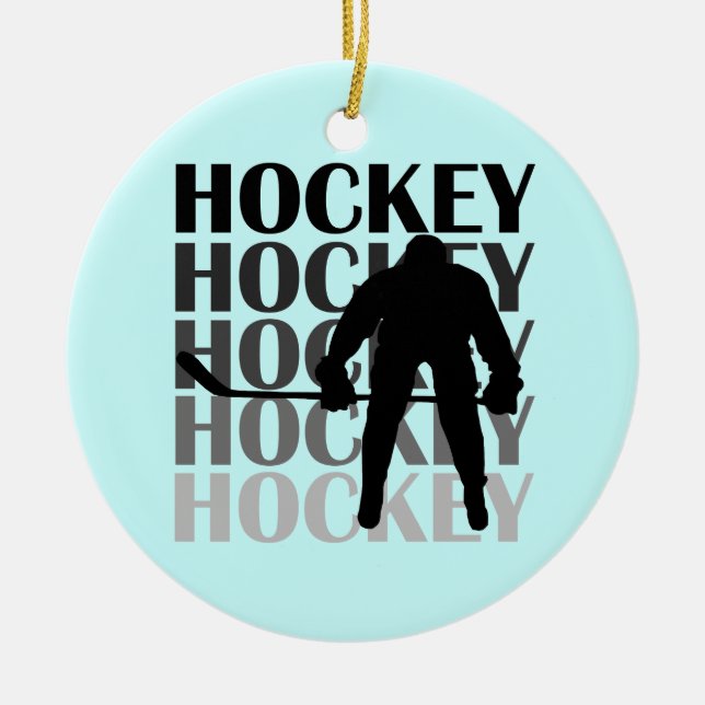 Hockey Silhouette T-shirts and Gifts Ceramic Ornament (Front)