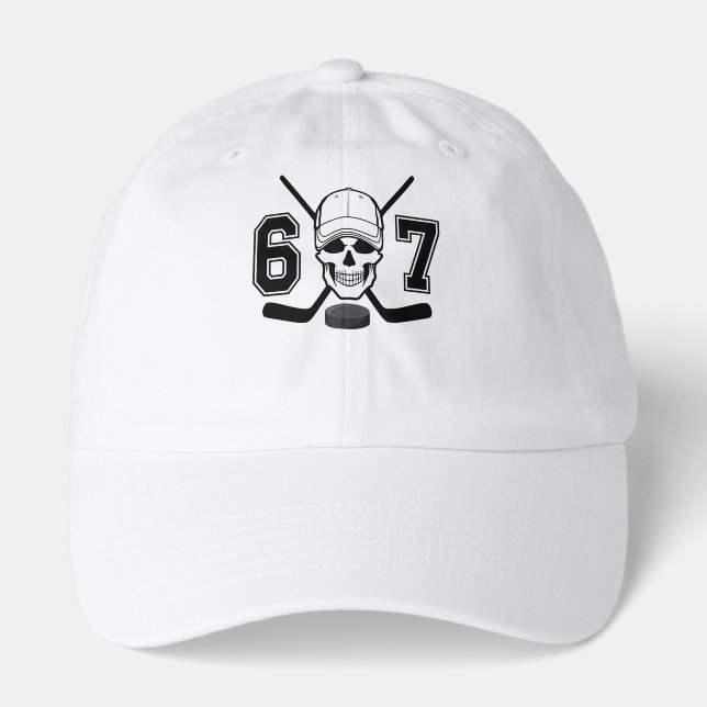 Hockey, Six, Seven, funny meme  Hat (Front)