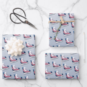 Hockey Skate 4th of July Wrapping Paper Sheets