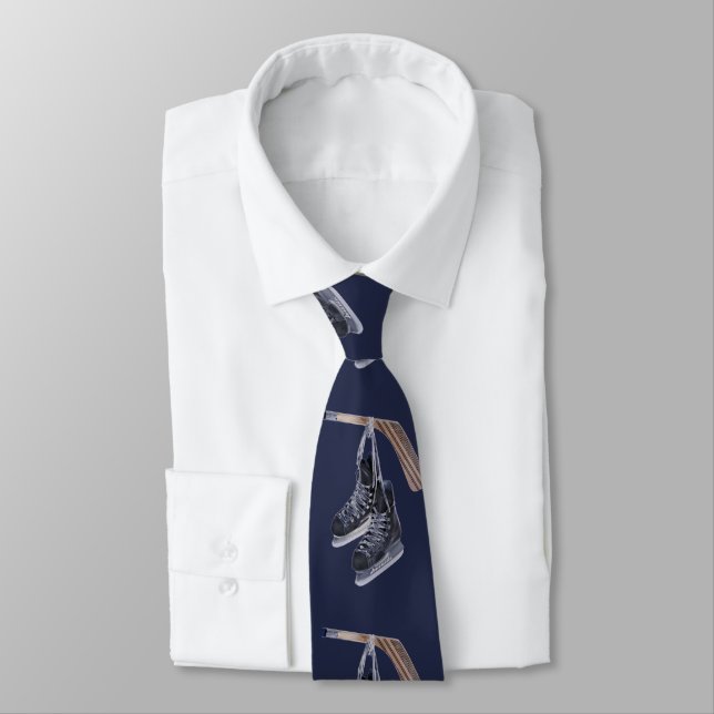 Hockey Skate and Stick Neck Tie (Tied)