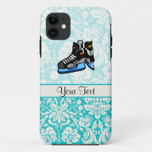 Hockey Skates; Damask iPhone 11 Case