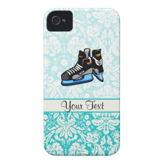 Hockey Skates; Damask Case-Mate iPhone Case (Back)
