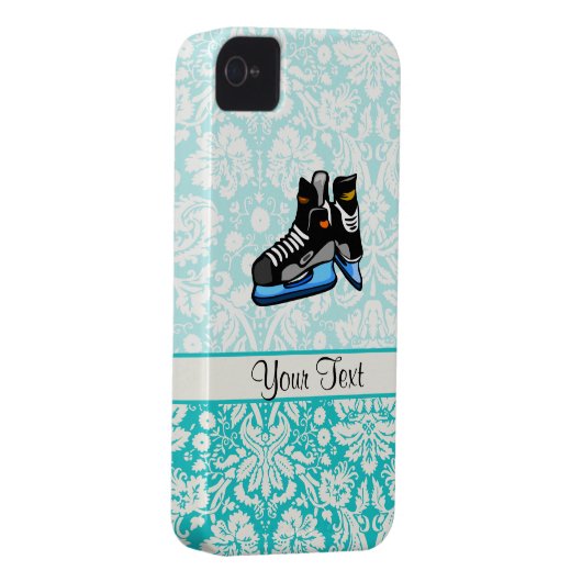 Hockey Skates; Damask Case-Mate iPhone Case (Back/Right)