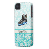 Hockey Skates; Damask Case-Mate iPhone Case (Back Left)