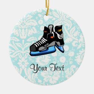 Hockey Skates; Damask Ceramic Ornament