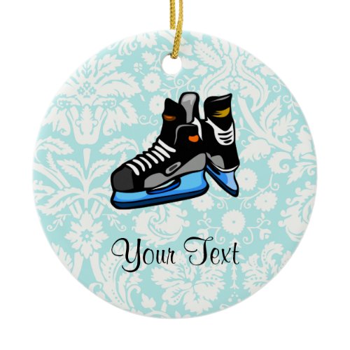 Hockey Skates; Damask Ceramic Ornament