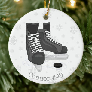 Hockey Skates Monogram Christmas Ornament