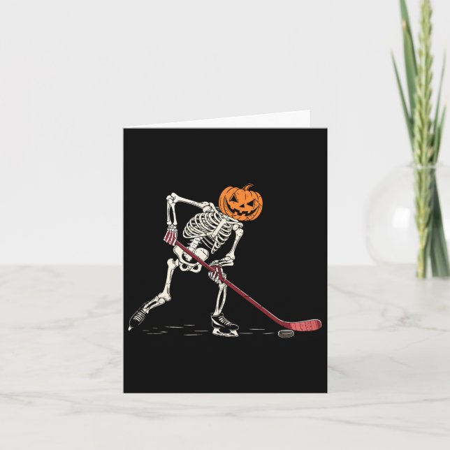 Hockey Skeleton Halloween Player Catcher Mens Boys Card (Front)