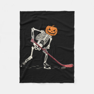 Hockey Skeleton Halloween Player Catcher Mens Boys Fleece Blanket