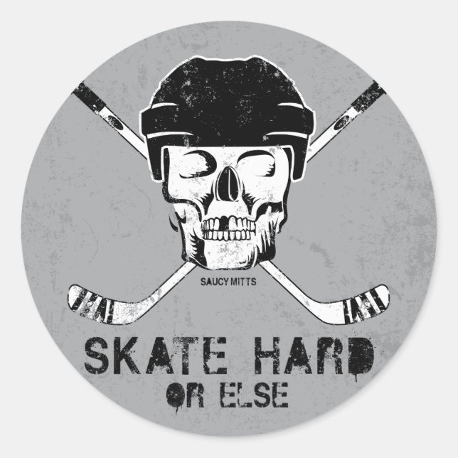 Hockey Skull Classic Round Sticker (Front)