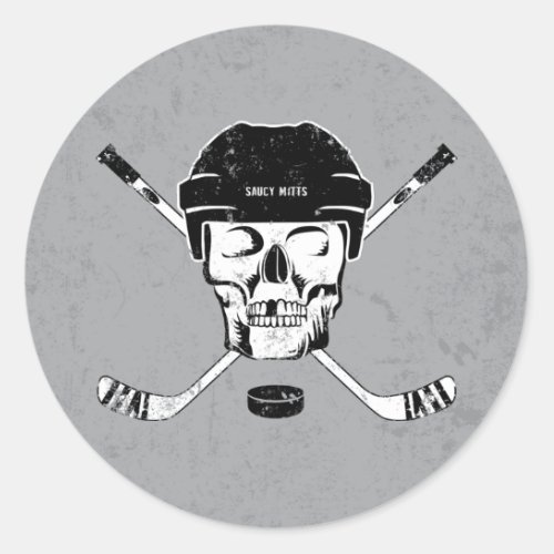 Hockey Skull Classic Round Sticker