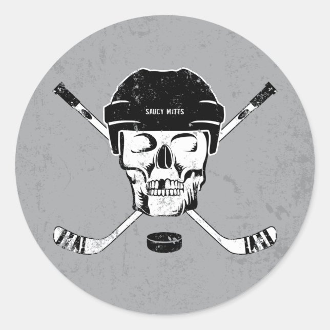Hockey Skull Classic Round Sticker (Front)
