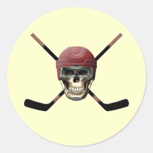 Hockey Skull & Crossed Sticks Classic Round Sticker