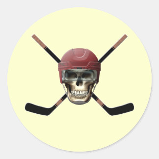 Hockey Skull & Crossed Sticks Classic Round Sticker