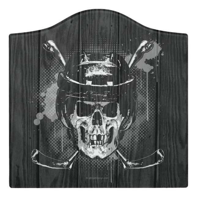 Hockey Skull Door Sign (Large Crest Front)