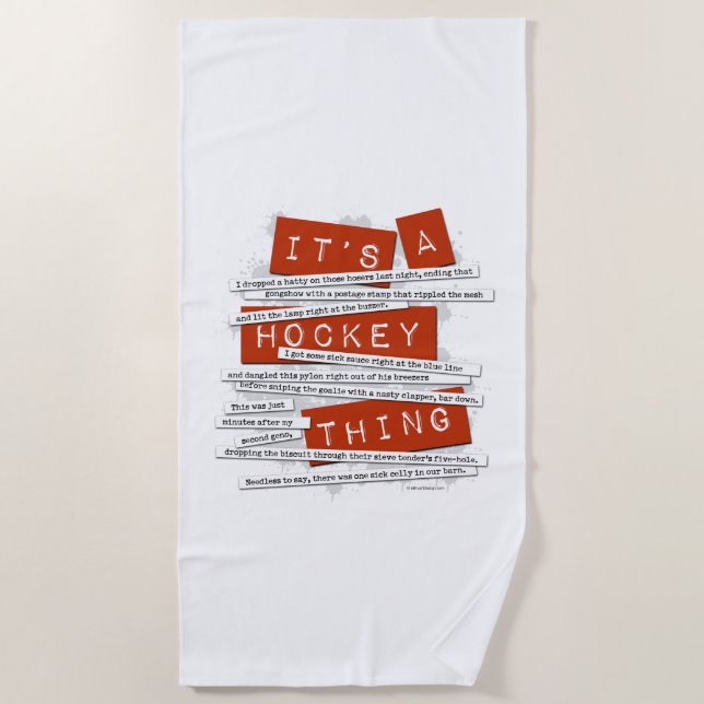 Hockey Slang Beach Towel (Front)
