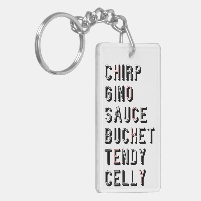 Hockey Slang - Chirp Gino Sauce Bucket Tendy Celly Keychain (Front Left)