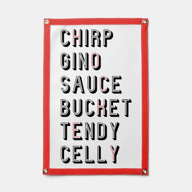 Hockey Slang - Chirp Gino Sauce Bucket Tendy Celly Pennant (Front)