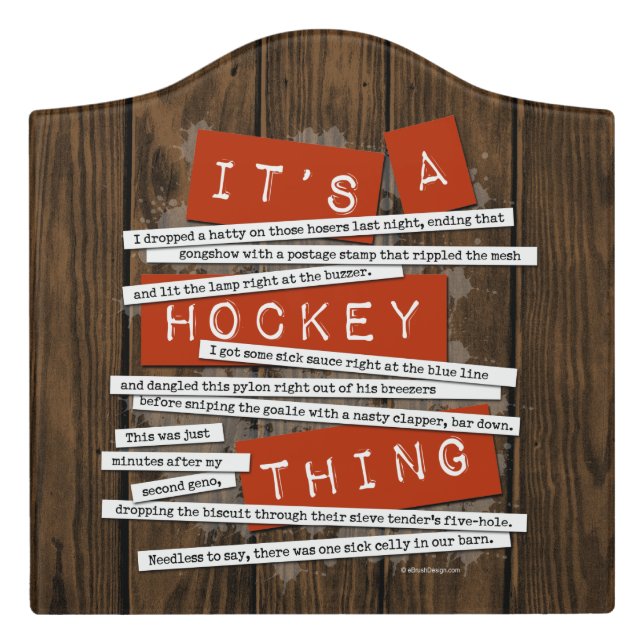 Hockey Slang Door Sign (Large Crest Front)