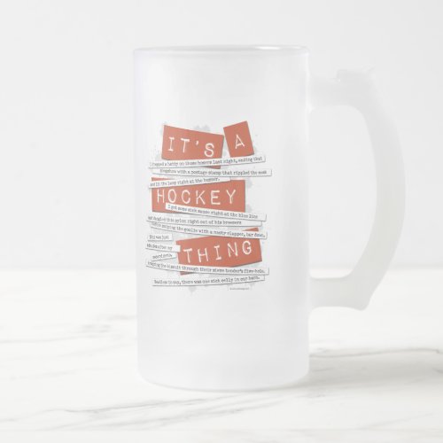 Hockey Slang Frosted Glass Beer Mug