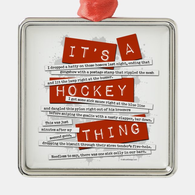 Hockey Slang Metal Ornament (Front)