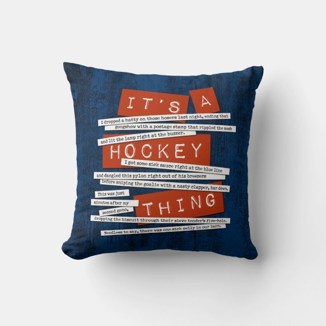 Hockey Slang Throw Pillow (Front)