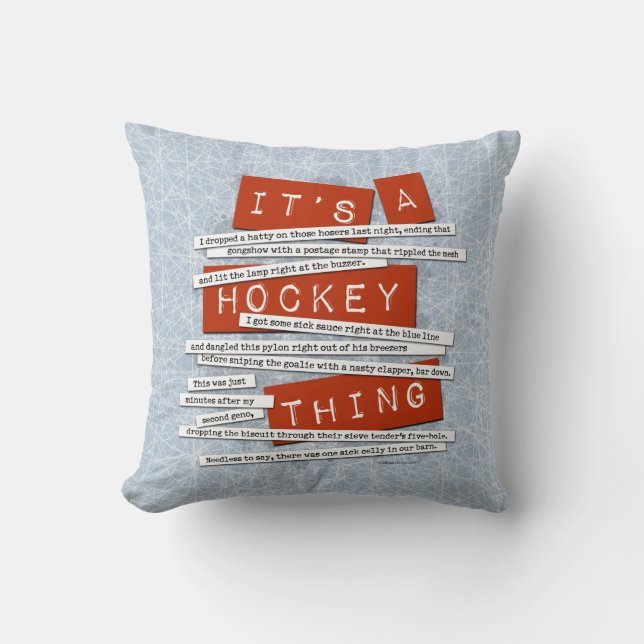 Hockey Slang Throw Pillow (Front)