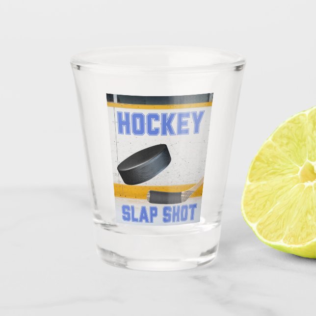Hockey Slap Shot Shot Glass (Front)
