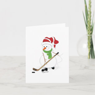 Hockey Snowman Christmas Card