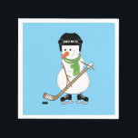 Hockey Snowman Christmas Napkins<br><div class="desc">Great for a hockey themed house party or hockey team party. This snowman has a hockey stick,  helmet and skates</div>