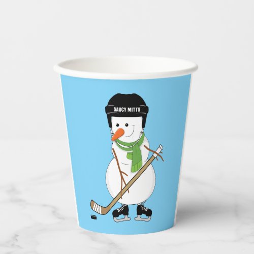Hockey Snowman Christmas Paper Cups