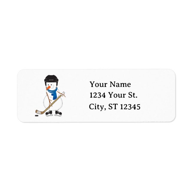 Hockey Snowman Christmas Return Address Label (Front)