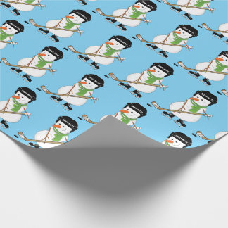 Hockey Snowman Christmas Wrapping Paper