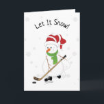 Hockey Snowman Let It Snow Christmas Card<br><div class="desc">Check out this hockey playing snowman Christmas card. Would be great a great Christmas card for the hockey player or fan in your life.</div>
