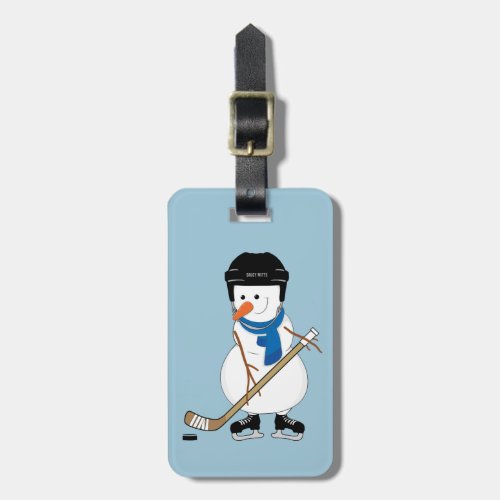 Hockey Snowman Luggage Tag